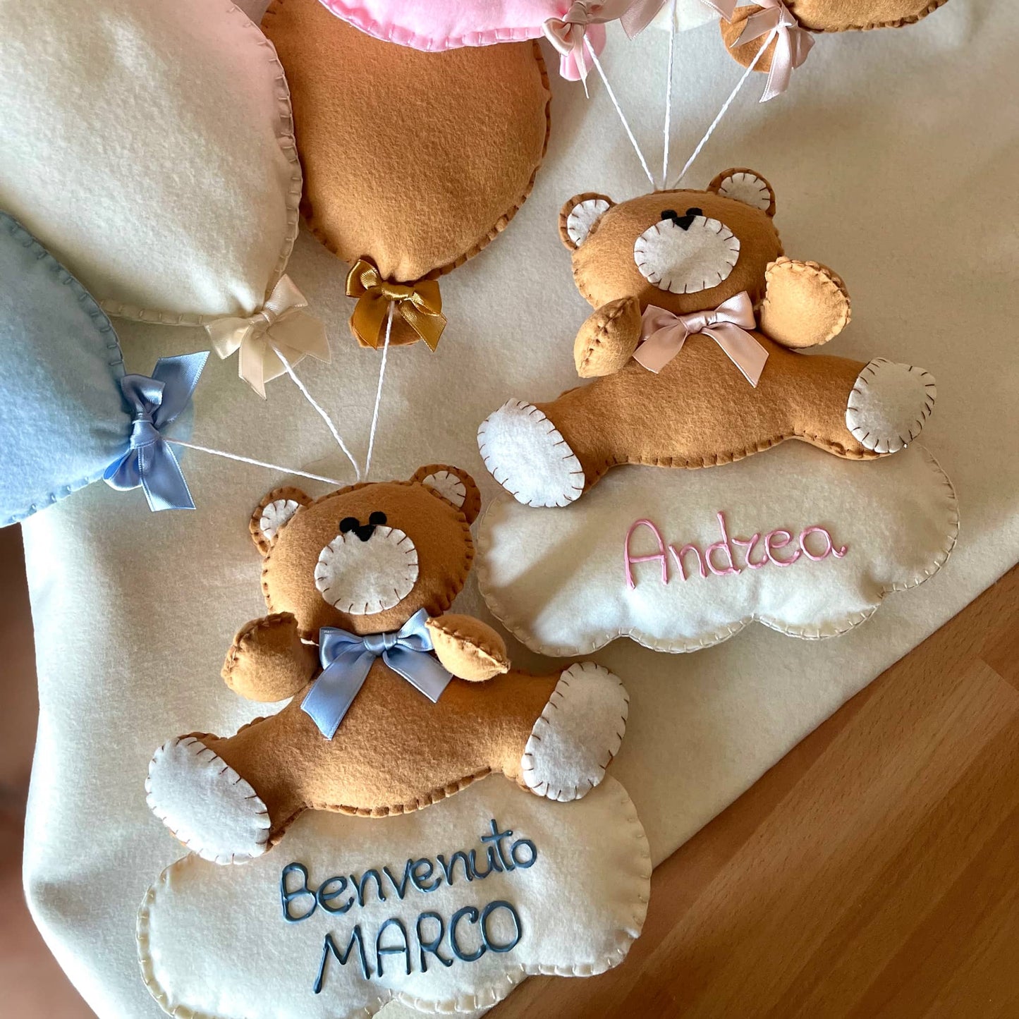 Fiocco Nascita Orso con Palloni