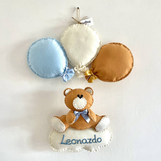 Fiocco Nascita Orso con Palloni
