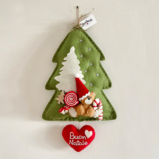 Albero Fuoriporta Natalizio con Orsetto