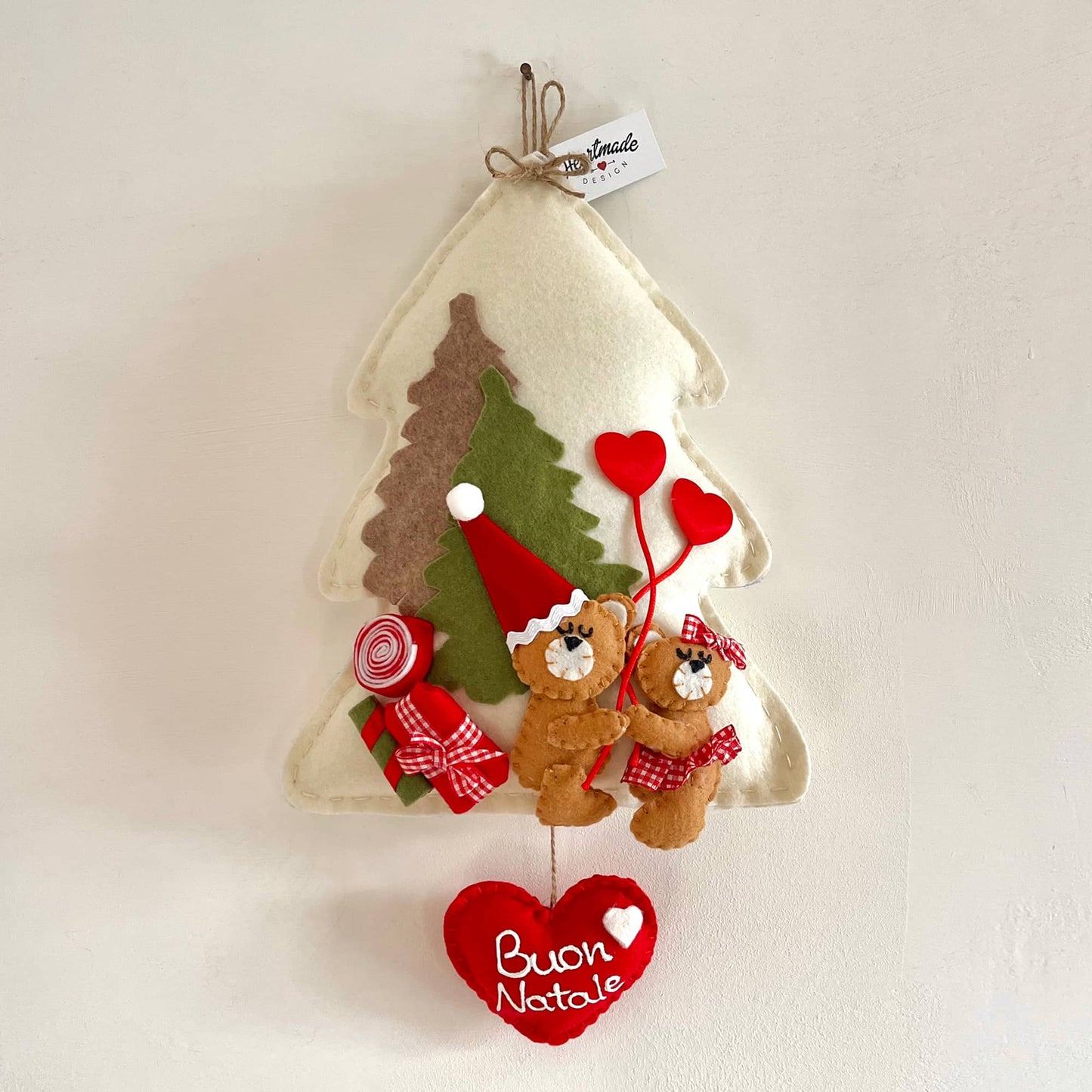 Albero Fuoriporta Natalizio con Coppia di Orsetti